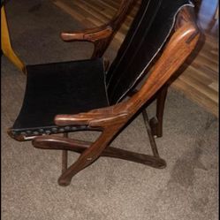 Mid Century Don Shoemaker Rosewood And Leather Folding Lounge Chairs