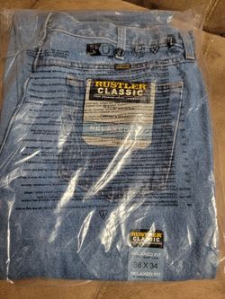 Men's RUSTLER CLASSIC RELAXED FIT JEANS STRAIGHT LEG 38×34