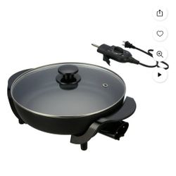 Black Electric Skillet with Glass Lid