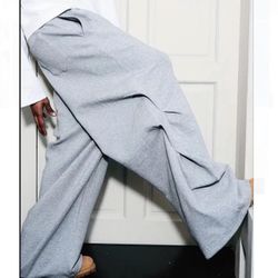 Gray Loose-Fit Sweat pants Joggers for men  -  WIDE LEG - 100% Polyester, Knit Sweatpants with Pockets - Grey Color