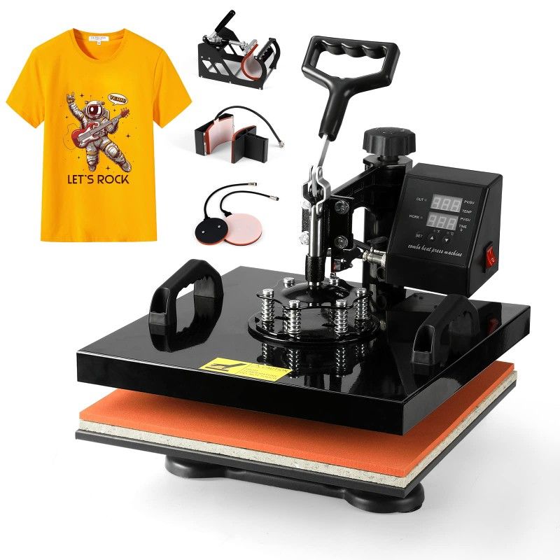 Pro 5 in 1 TUSY Heat Press 15x15 Slide Out, 360 Degree Swing Away Heat Transfer Press Machine, Digital Industrial Sublimation Heat Press Machine .