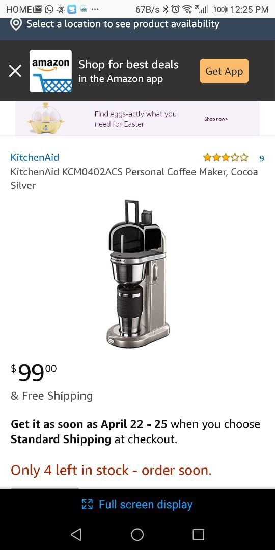 KitchenAid Coffee Maker with travel mug