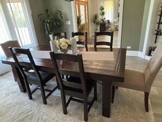 Solid wood rustic dining table set