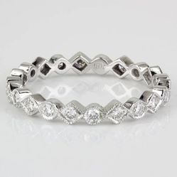 New Jolie 18k White Gold Diamond Stackable Eternity Anniversary / Wedding Ring 