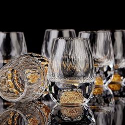 DUJUST Diamond Shot Glasses (1.5oz), Crystal Shot Glass Set Decorated with 24K Gold Leaf Flakes