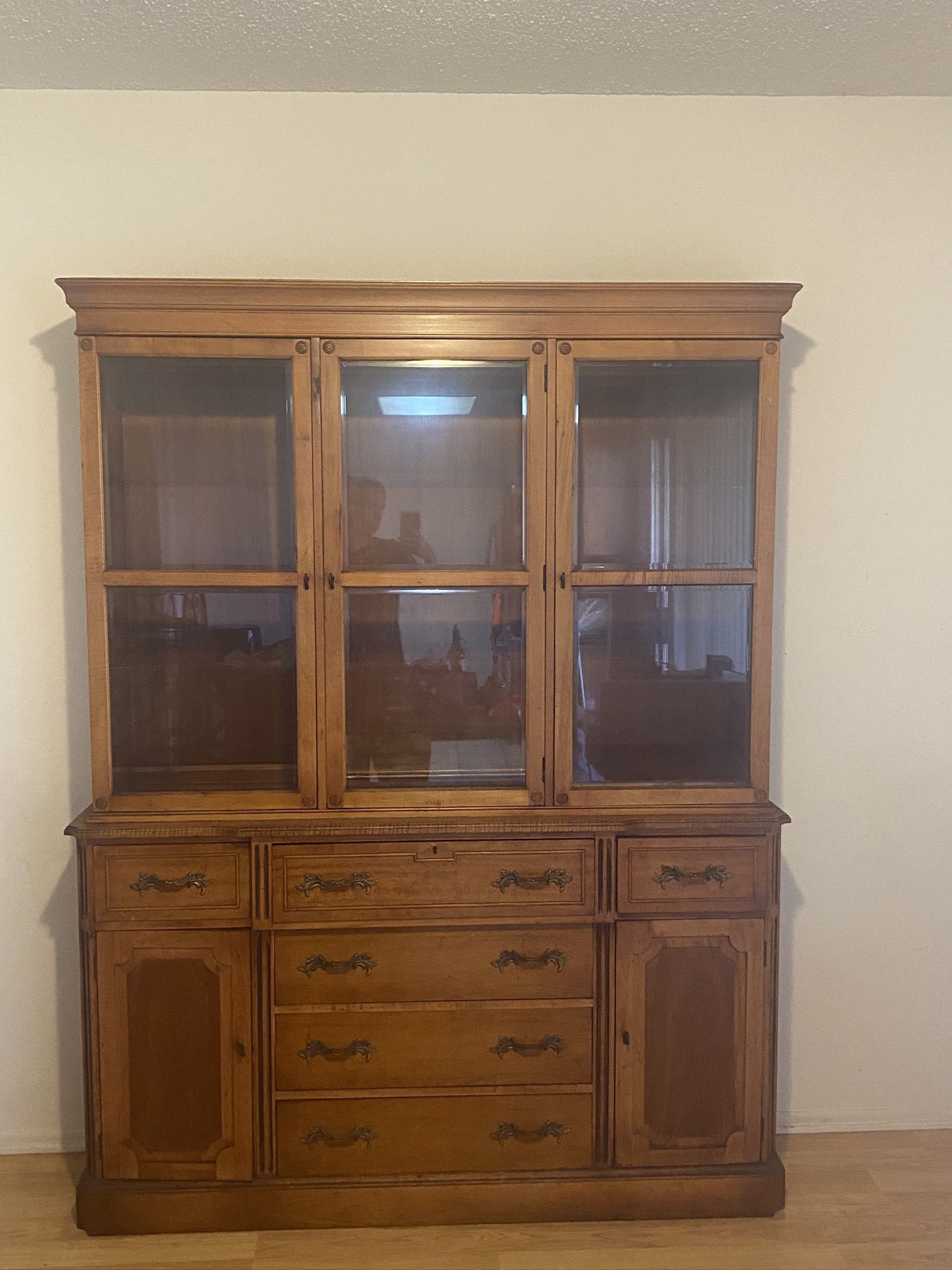1960s Georgian China Cabinet or Bookcase With Desk