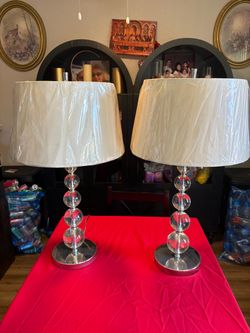 Pair of Crystal Ball Table Lamps