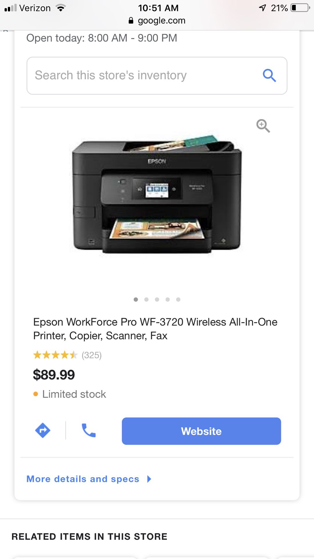 EPSON Workforce Pro WF-3720 Printer
