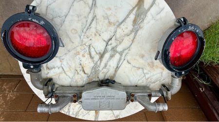 Vintage train sign, locomotive light