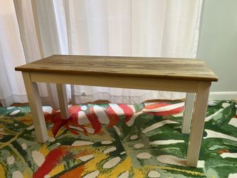 Bench table in white and grey wood