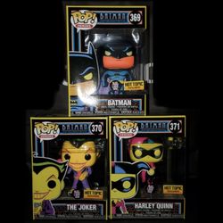 Black light Joker Batman Harley Quinn Hot Topic Exclusive Funko Pop Blacklight Set Or Sold Separately Batman Animated Series 