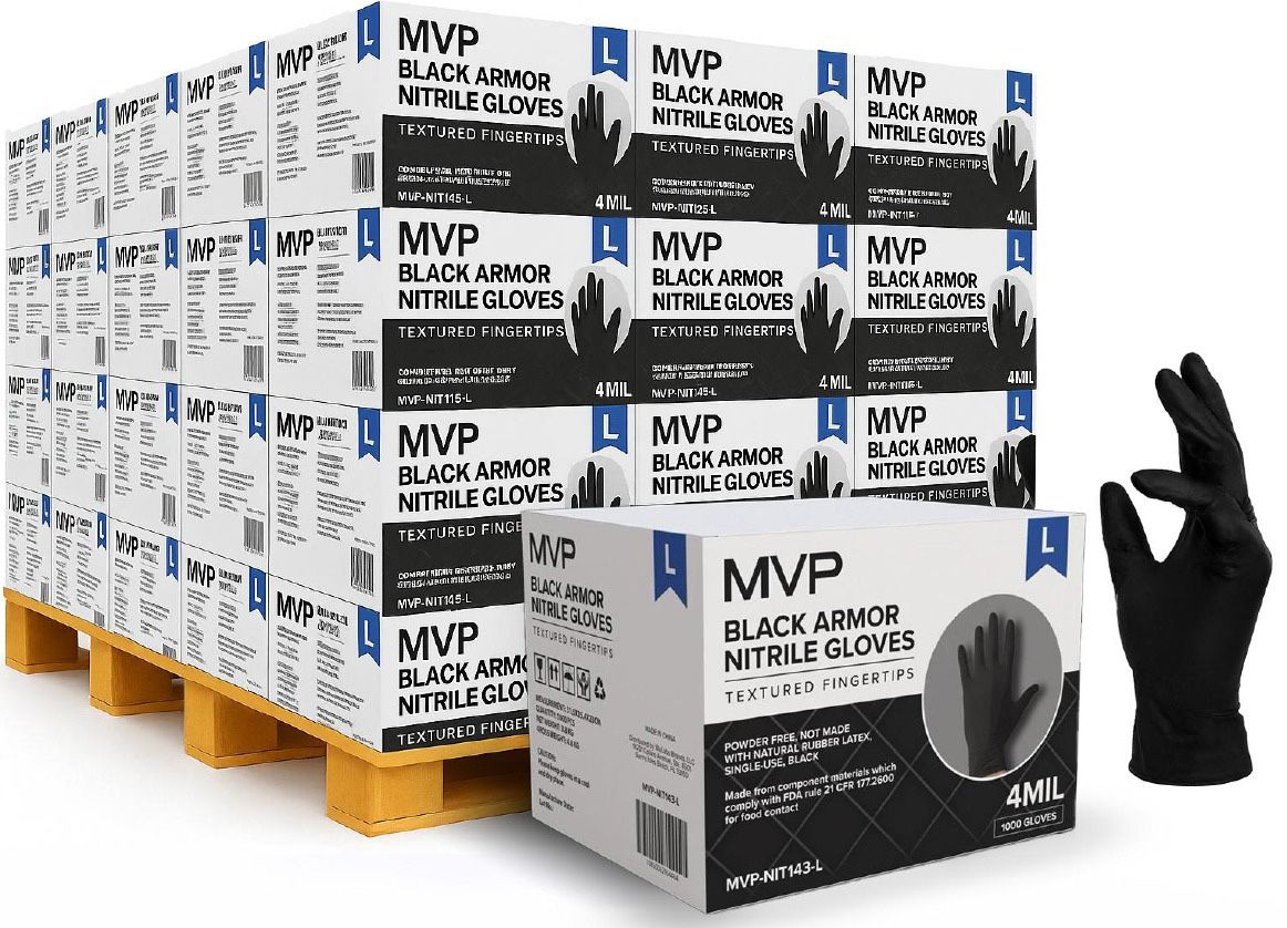 MVP Black Nitrile Gloves Maser Case 1000