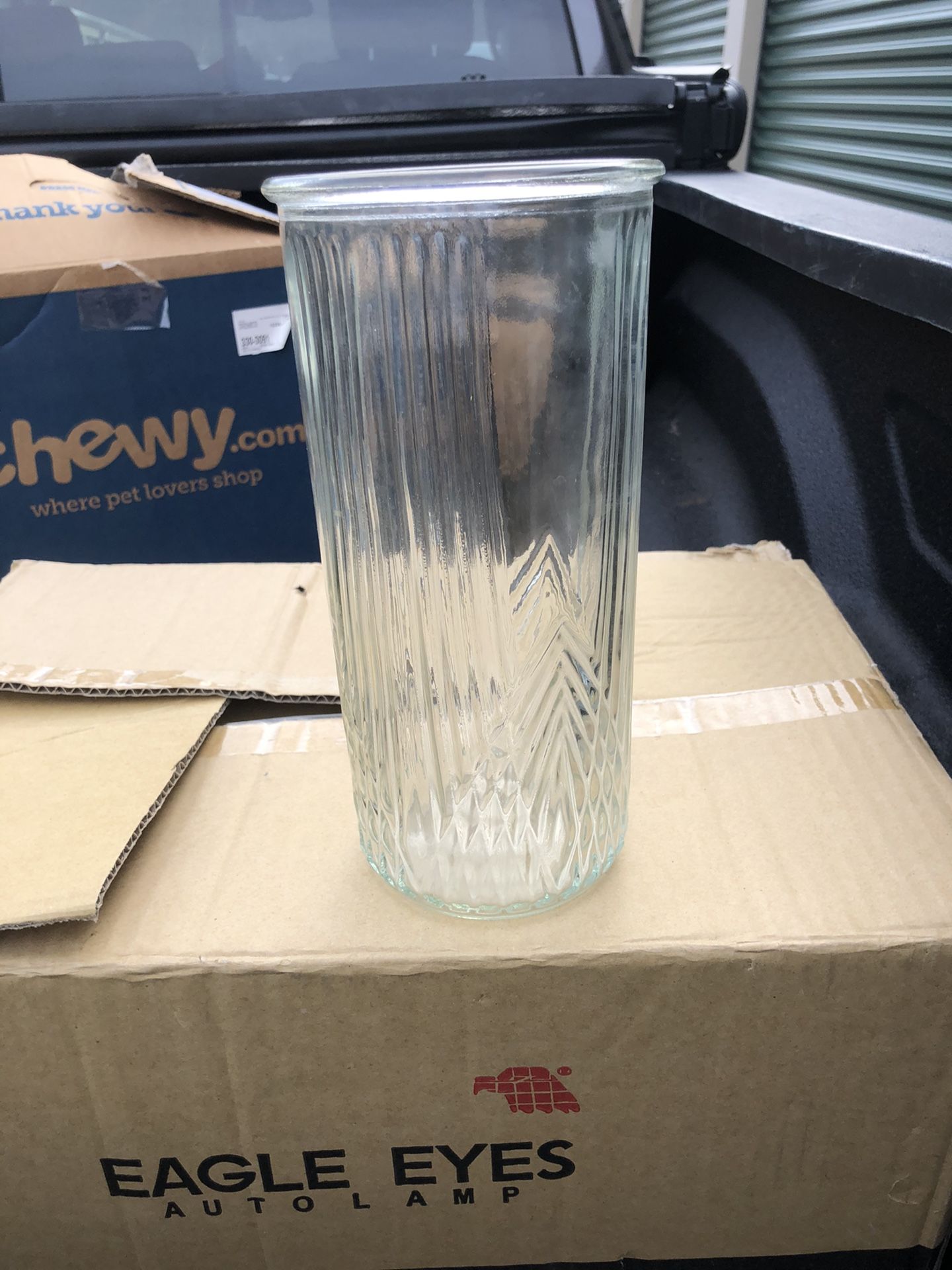 Vintage Art Deco Hoosier Glass Vase, 10” Tall Ribbed Vase