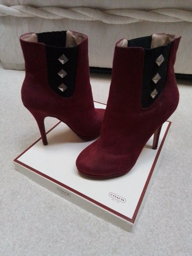 Michael Antonio Burgundy Suede Ankle Boots