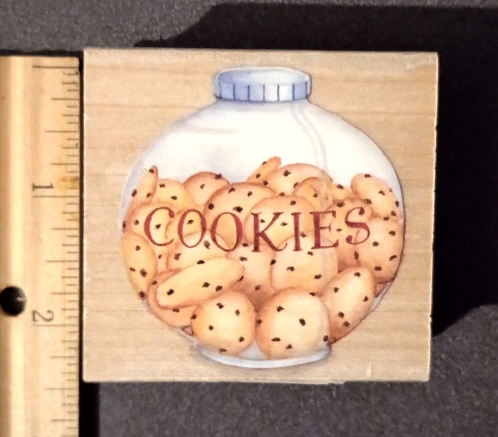 Susan Branch Cookie Jar All Night Media Wood Mounted Rubber Stamp Art Vintage Collectible A-1