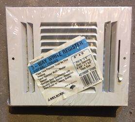 3 way white register 8” x 6” sidewall/ceiling New, never used
