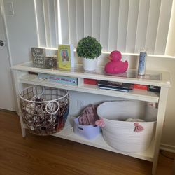 White Entry Table with Glass Top