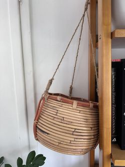 Wicker Basket Hanging Planter Pot