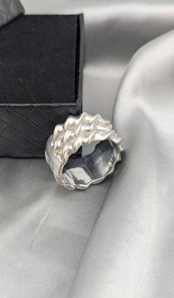 Vintage Sterling Silver LARGE Brutalist Wide Ridged Electroform Statement Ring
SIZE, 10
