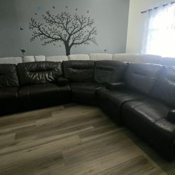 Leather Sectional Recliner Couch