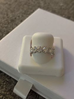Silver half eternity band with Moissanite
