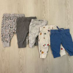 Bundle of 5 baby boy pants 0-3 months