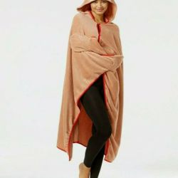 PJ Couture Reindeer Plush Holiday Christmas Hooded Wrap Poncho DISCONTINUED