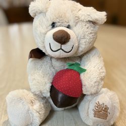 Plush Teddy Bear with Strawberry