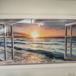 Framed Canvas Art & Metal Mermaid Sign