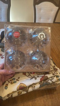 4 NEW Clear Glass Ornaments 