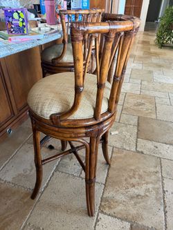 Rattan Bamboo Bar Stools Set of four