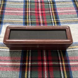 Brown Leather Watch Case with Glass Top – 6-Slot Display Box for Men’s Timepieces