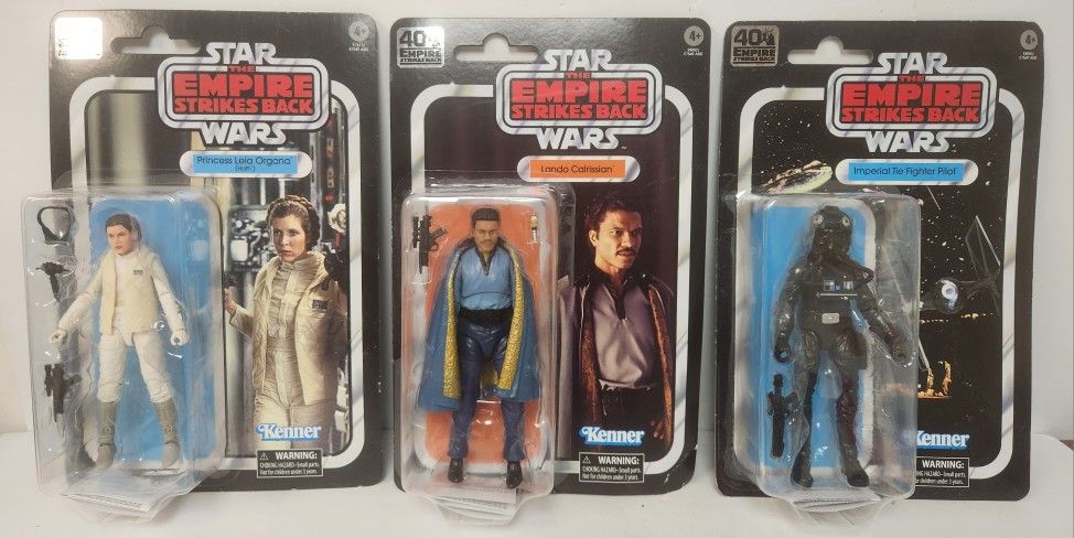 Star Wars 40th Anniversary Edition Lot of 3 - Lando Calrissian, Princess Leia, Imperial Fighter Pilot Action Figures