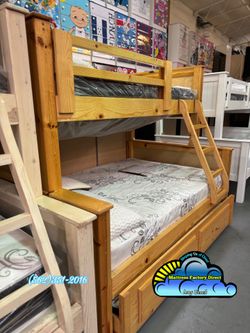 Twin full natural bunk bed with trundle new cama colchones