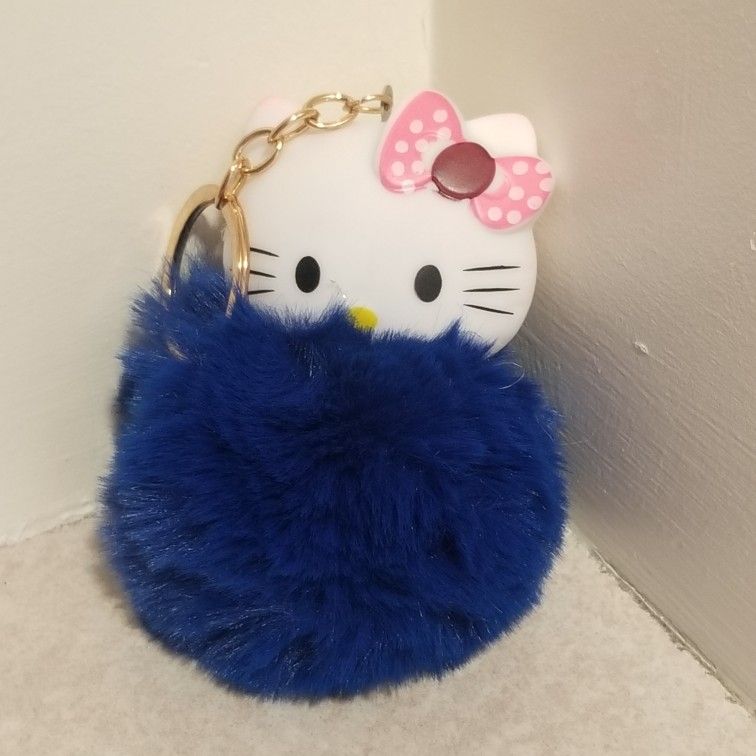 Hello Kitty Blue  Pom Pom Keychain