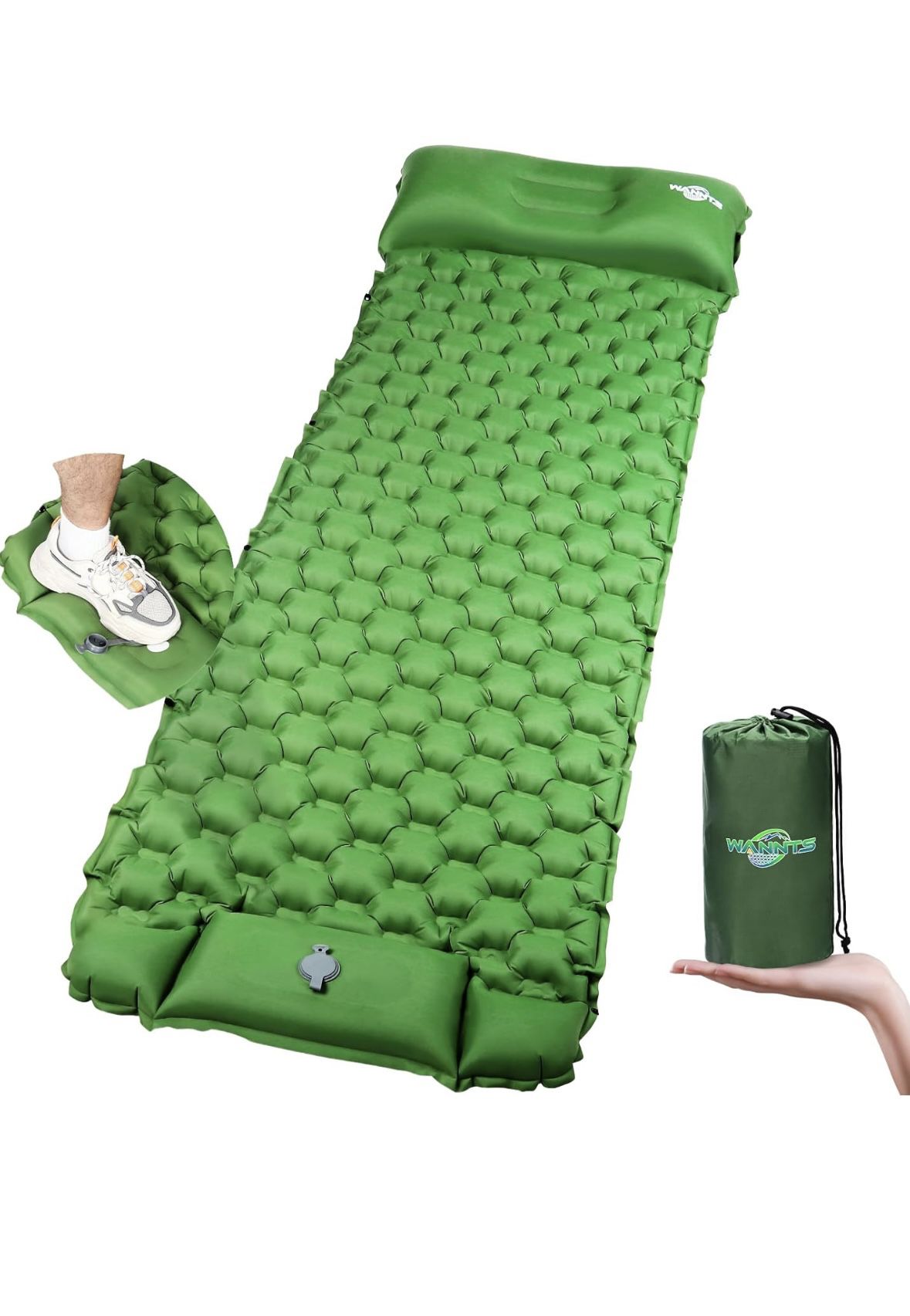 WANNTS Sleepin Pad Ultralight Inflatable Sleeping Pad for Camping, 75''X25'', Built-in Pump, Ultimate for Camping, Hiking - Airpad, Carry Bag, Repair 