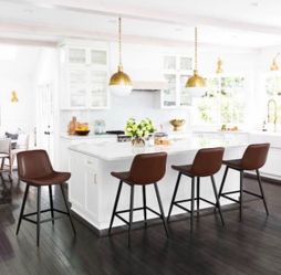 Brown Faux Leather Counter Stools Set of 4