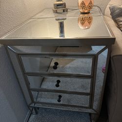 Two Mirror End Tables / Night Stand 