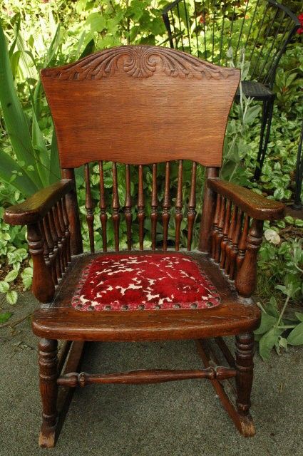 Old Pressed Back Child's Rocking Chair Antique