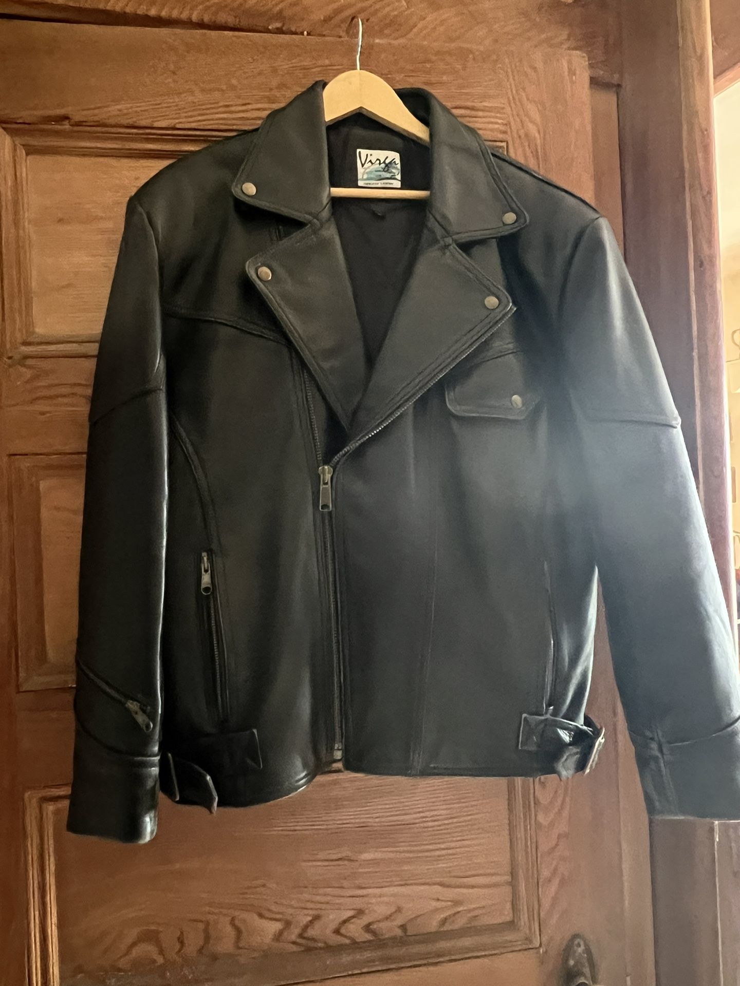 Virgo Leather Biker Jacket Barely Worn