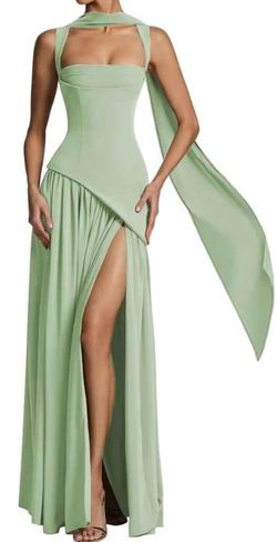 New Chiffon Long Formal Dress with Scarf A-line Side Slit Corset for Women