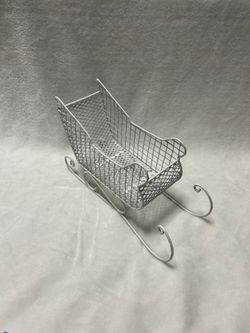 Vintage metal mesh white Sleigh Christmas decoration decor
