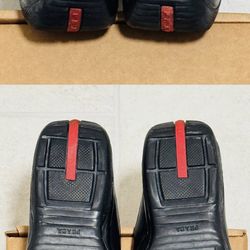 Prada Black Sneakers with Red Detailing