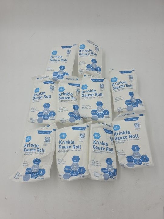 Med Pride Krinkle Gauze Roll, 4.5"x 4.1 Yards, 10 Count, Exp: 10/09/2029