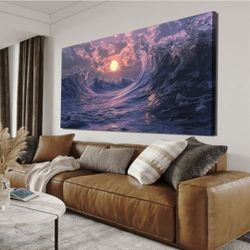 24x48 Canvas Purple Coastal Wall Art
