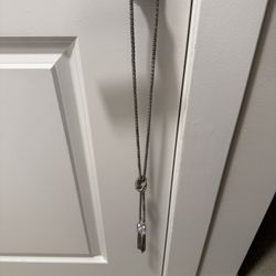 Ann Taylor loft silver knotted snake chain tassel necklace