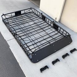 New in box $130 Roof Basket and Cargo Net (Set) 64x39” Car Top Carrier Luggage Holder 150lbs Max 