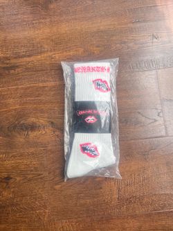 White and Pink Chrome Heart Socks