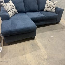 Blue Sectional Sofa Couch - Reversible Chaise - Cleaned - Comfy - Delivery Available 