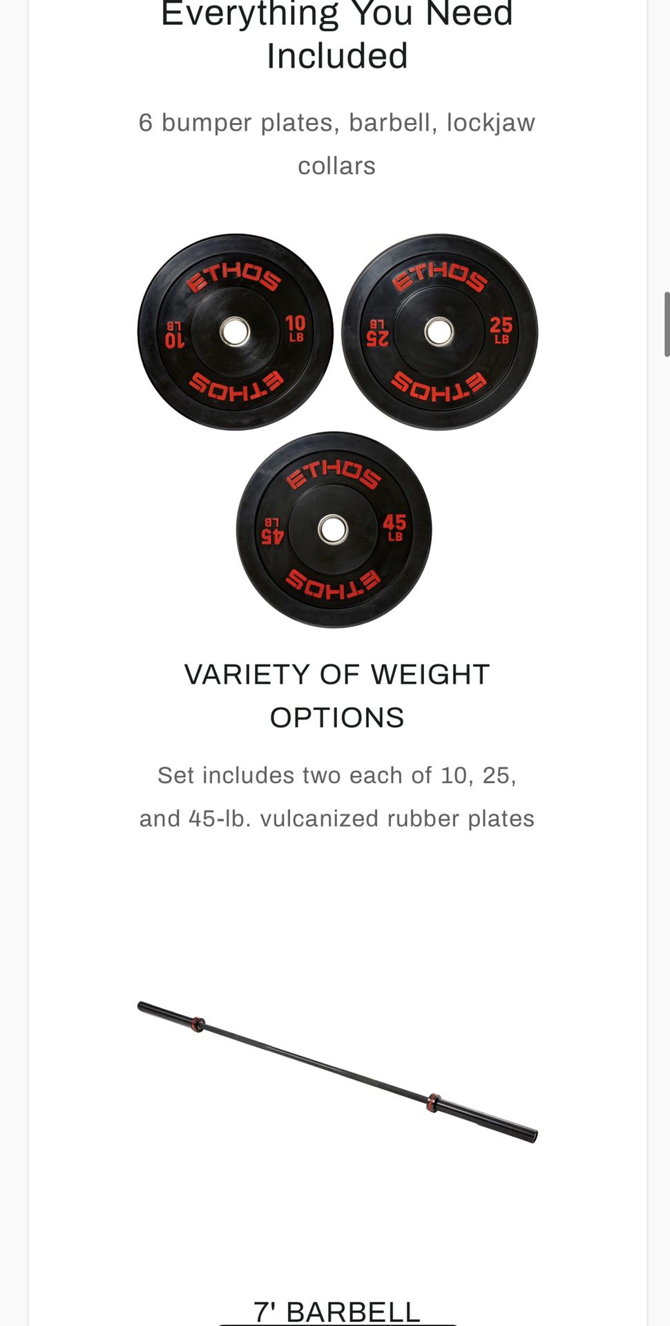 Ethos Olympic weight bumper set 205 lbs total